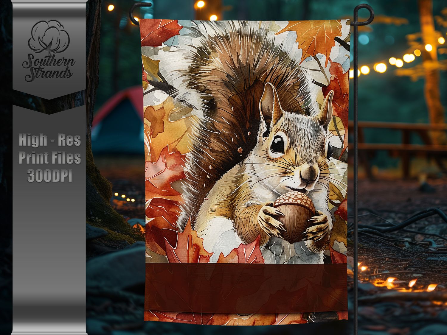Fall Watercolor Squirrel - Garden Flag - 12x18 |  DIGITAL DESIGN