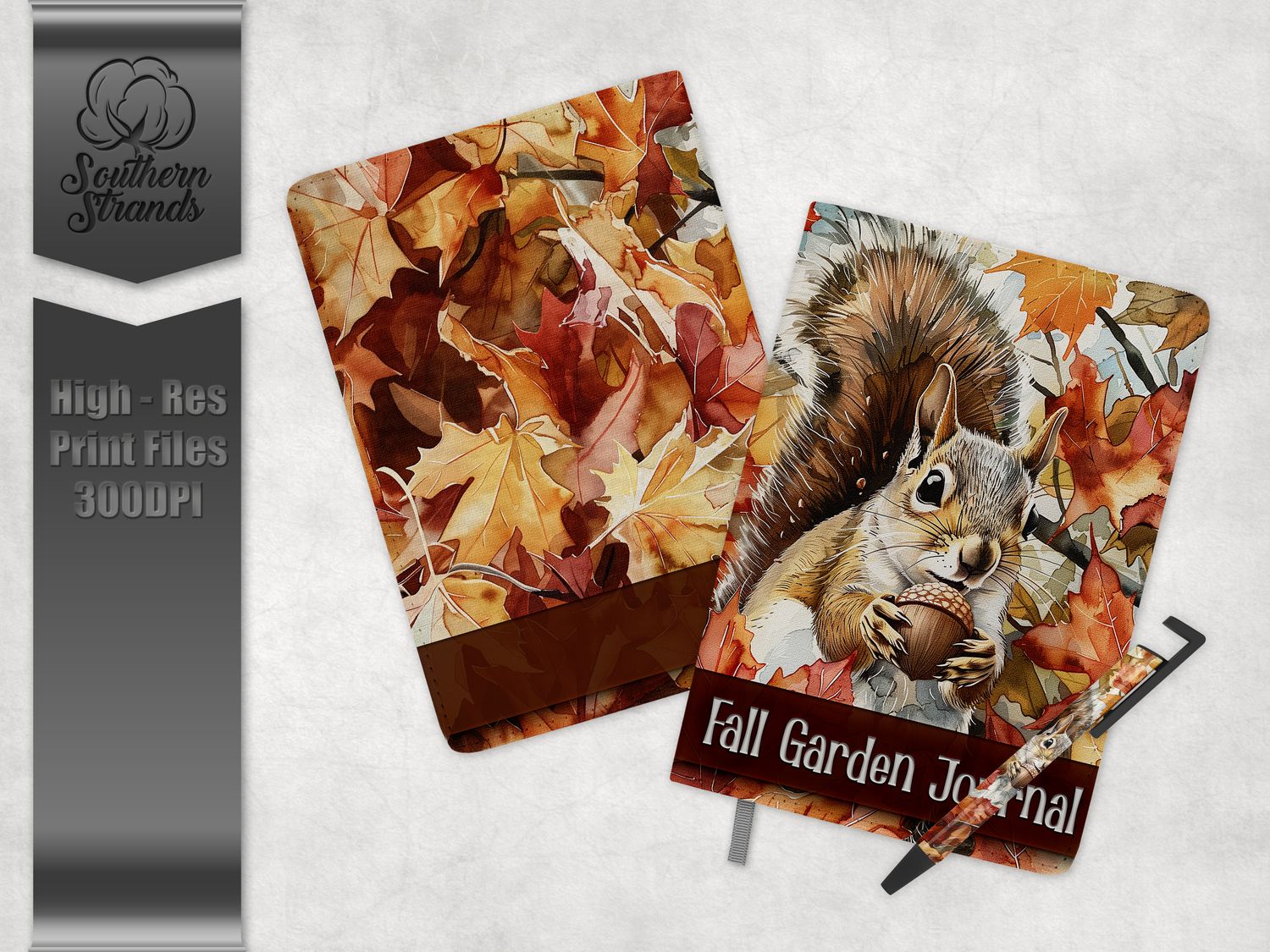 Watercolor Squirrel Fall Garden Journal - Journal and Pen Set | 3 Sizes |  DIGITAL DESIGN