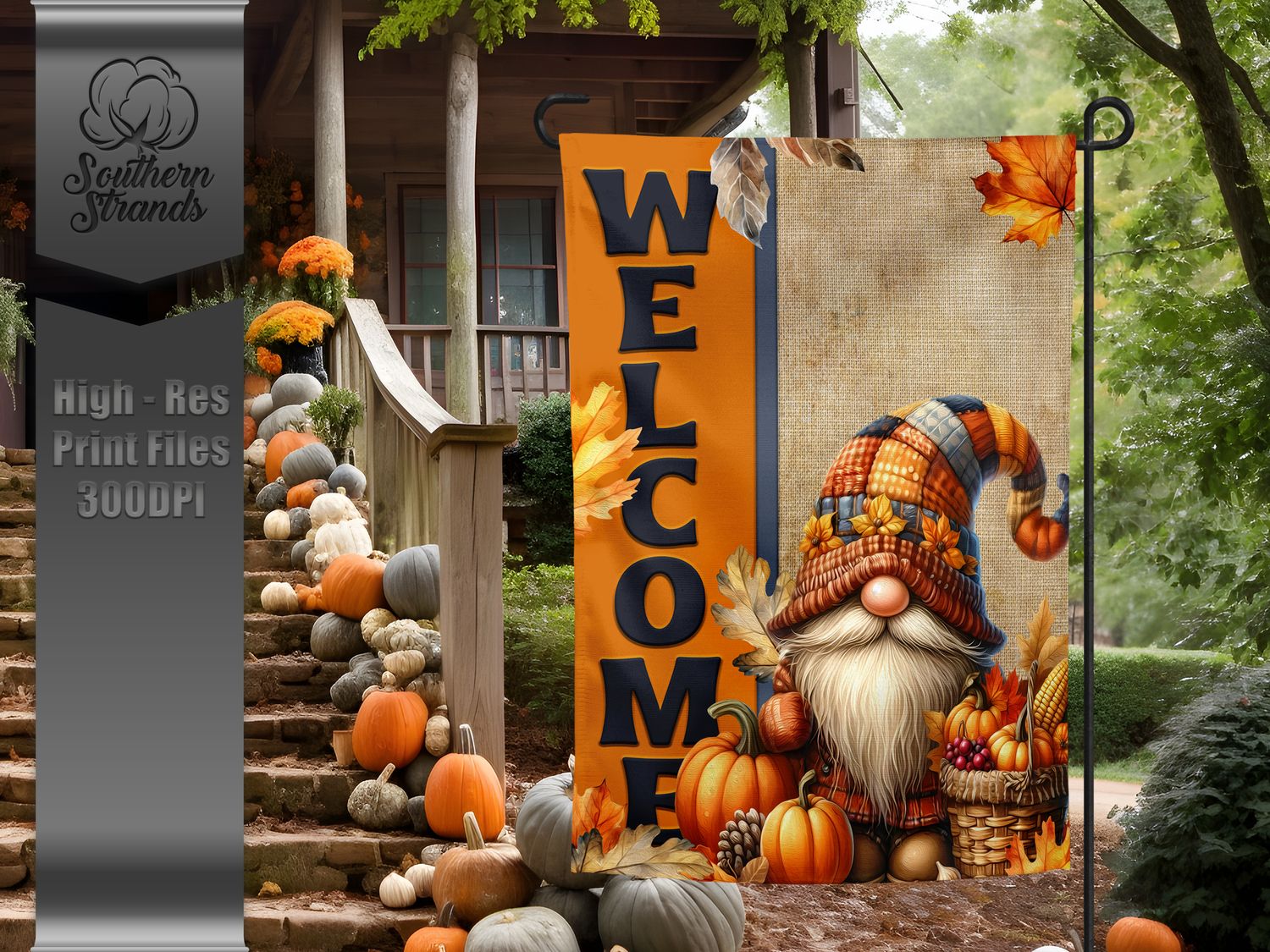 Fall Gnome - Garden Flag - 12x18 |  DIGITAL DESIGN