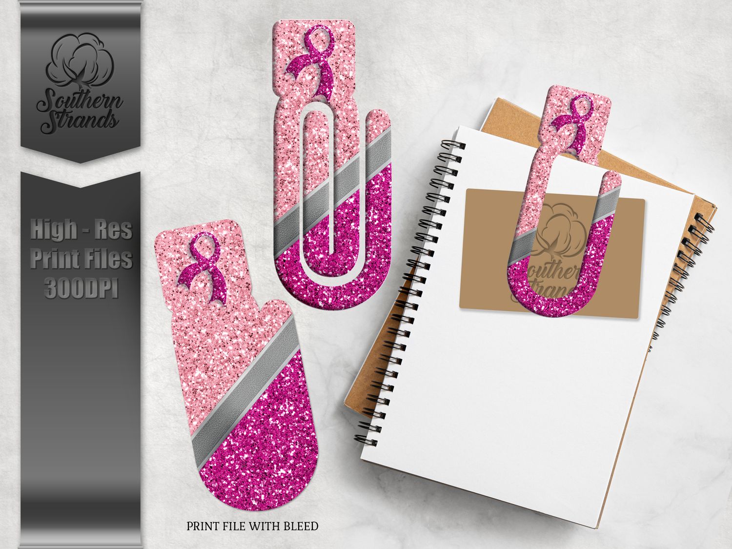 Breast Cancer Awareness Paperclips - Basic With Square Top - Cancer Ribbon - DIGITAL DESIGN