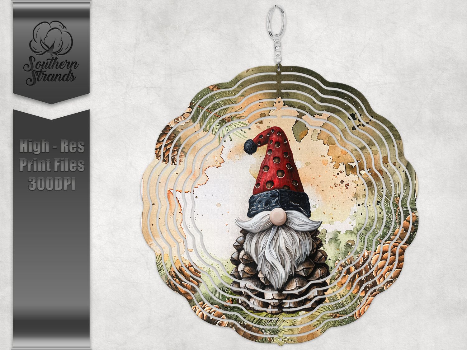 Pinecone Gnome - Scalloped Wind Spinner |  DIGITAL DESIGN