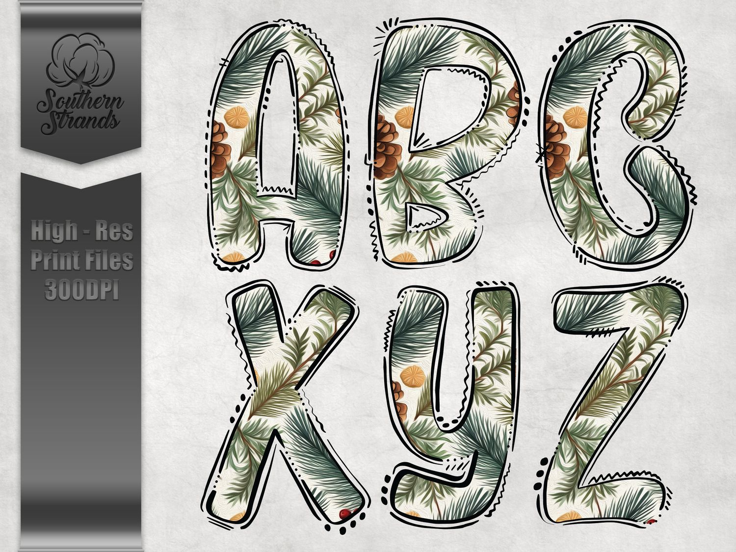 Christmas Vintage Doodle Alpha 3 | Digital Design