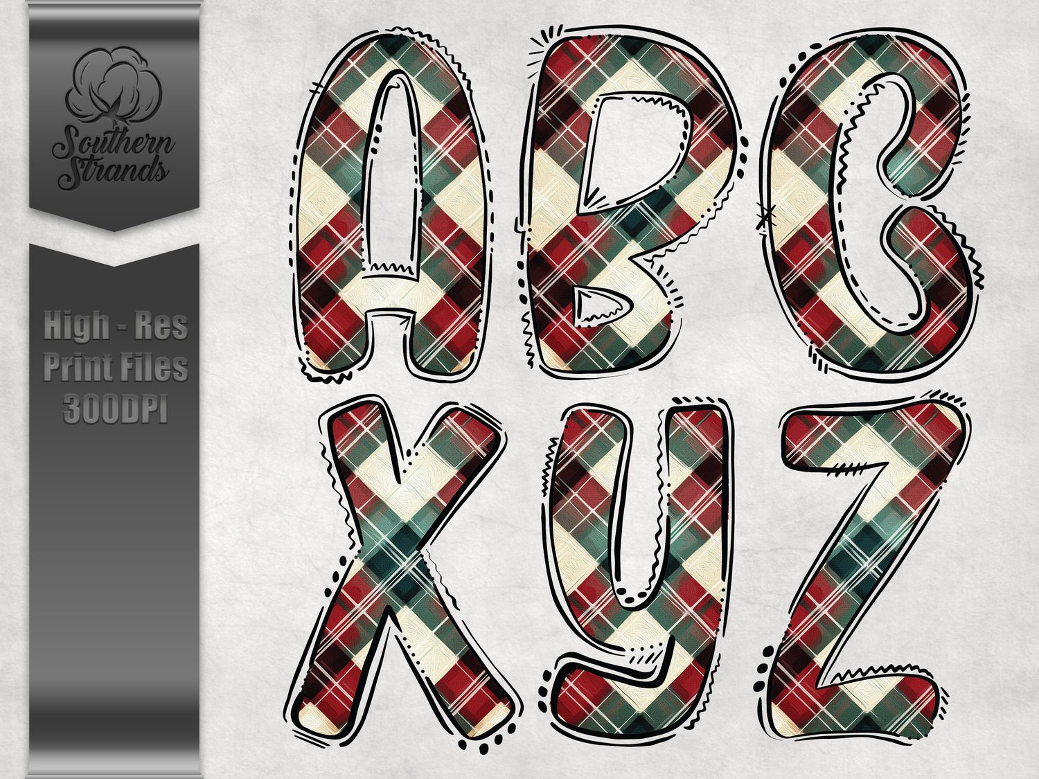 Christmas Vintage Doodle Alpha 2 | Digital Design