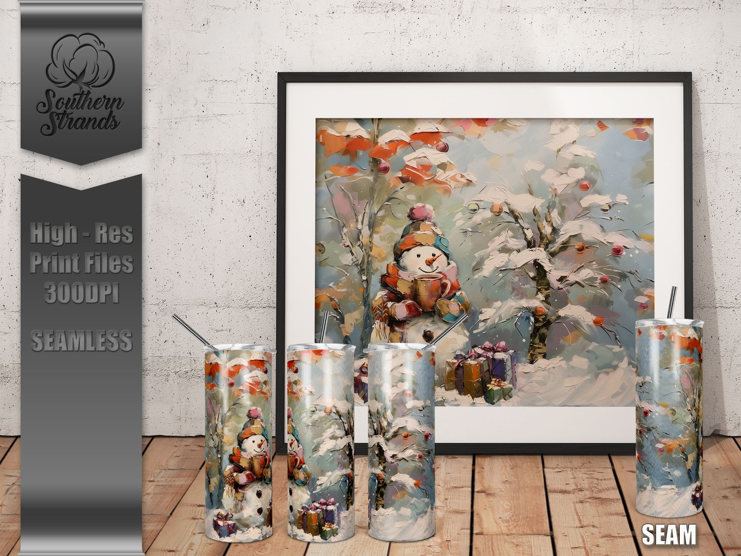 Painted Christmas Snowman with Gifts 20oz Tumbler | DIGITAL DESIGN