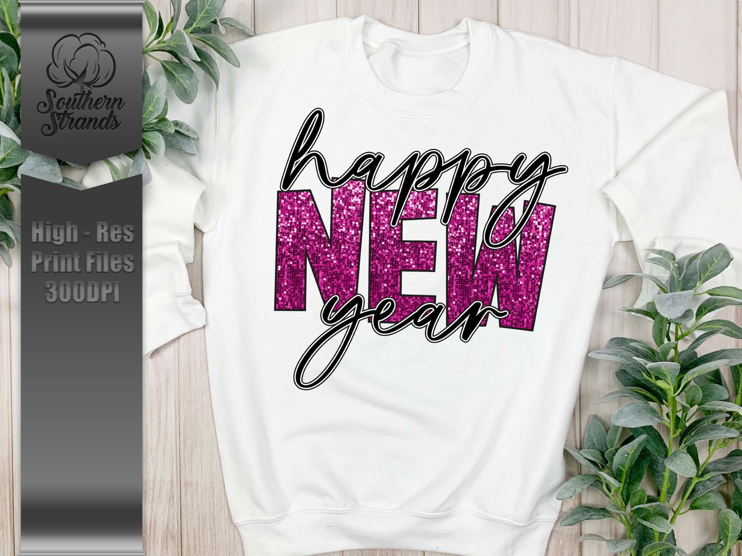 Happy New Year - Sequins - Hot Pink| DIGITAL DESIGN