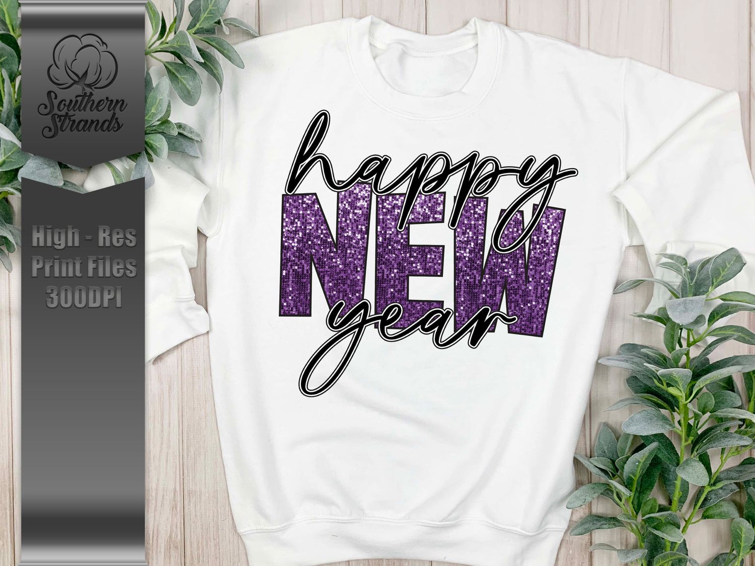 Happy New Year - Sequins - Purple | DIGITAL DESIGN