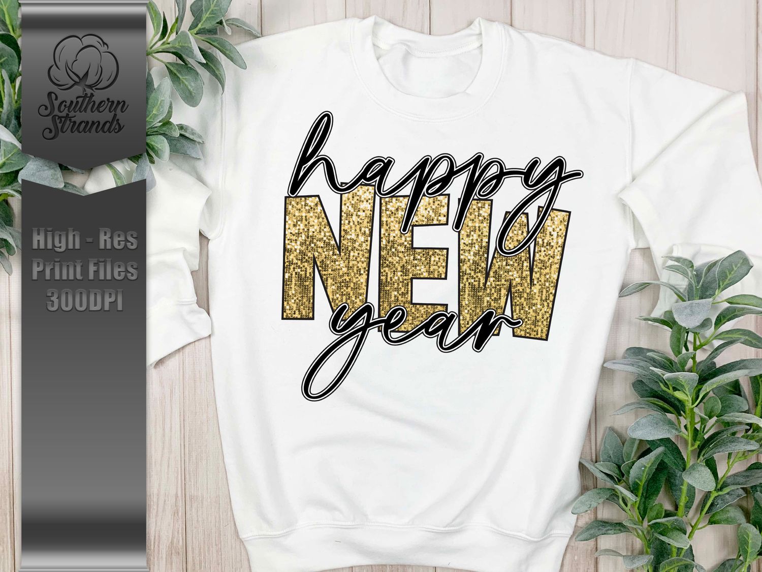 Happy New Year - Sequins - Gold | DIGITAL DESIGN
