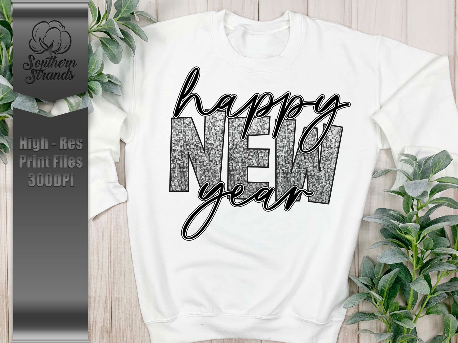 Happy New Year - Sequins - Silver | DIGITAL DESIGN
