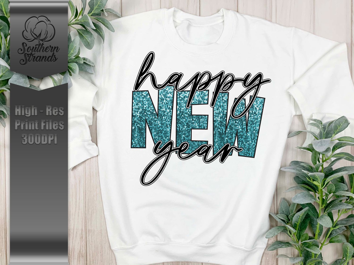 Happy New Year - Sequins - Turquoise | DIGITAL DESIGN