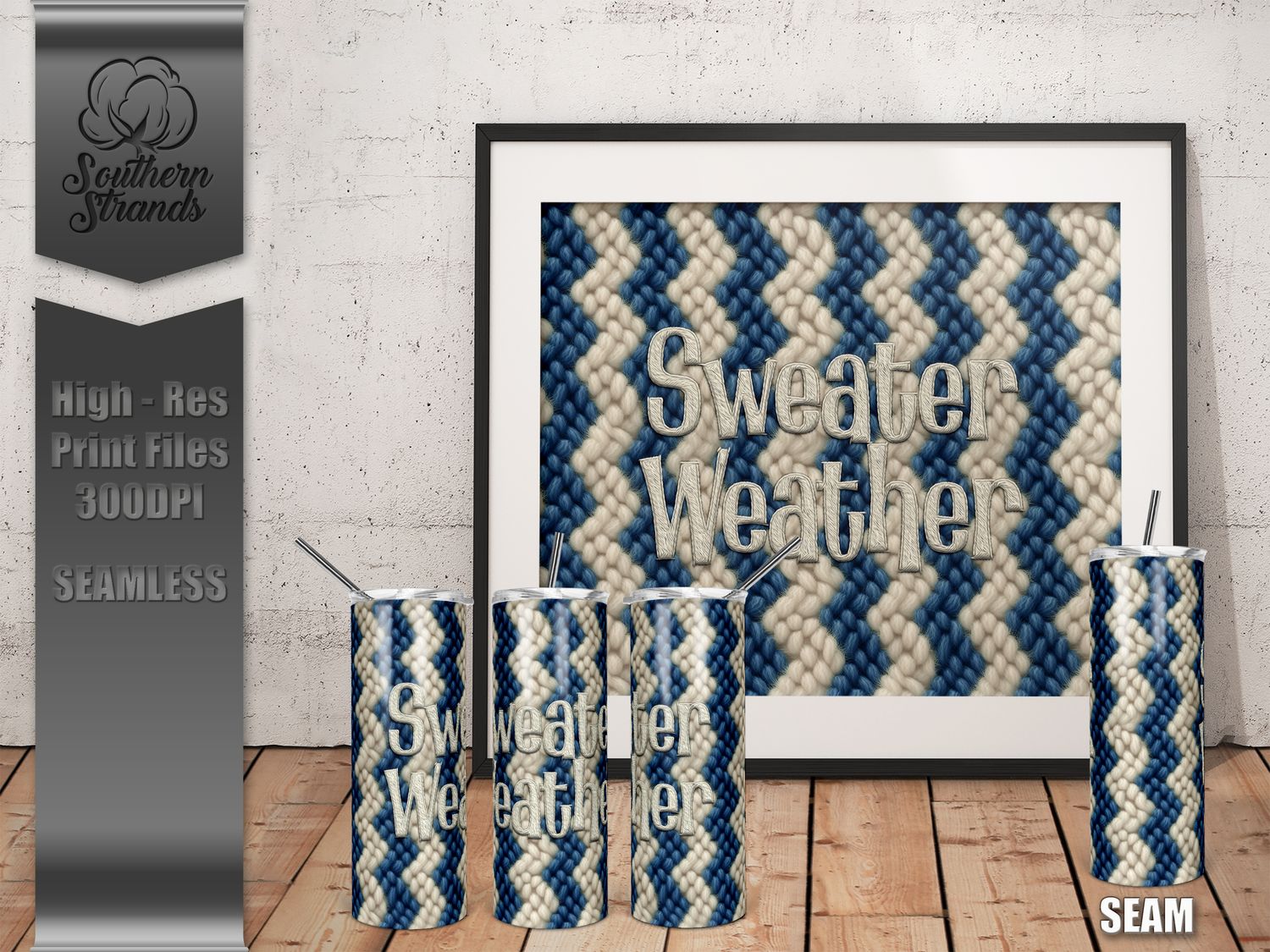 Fuzzy Sweater Tumbler Blue - Sweater Weather - 20oz Tumbler | DIGITAL DESIGN