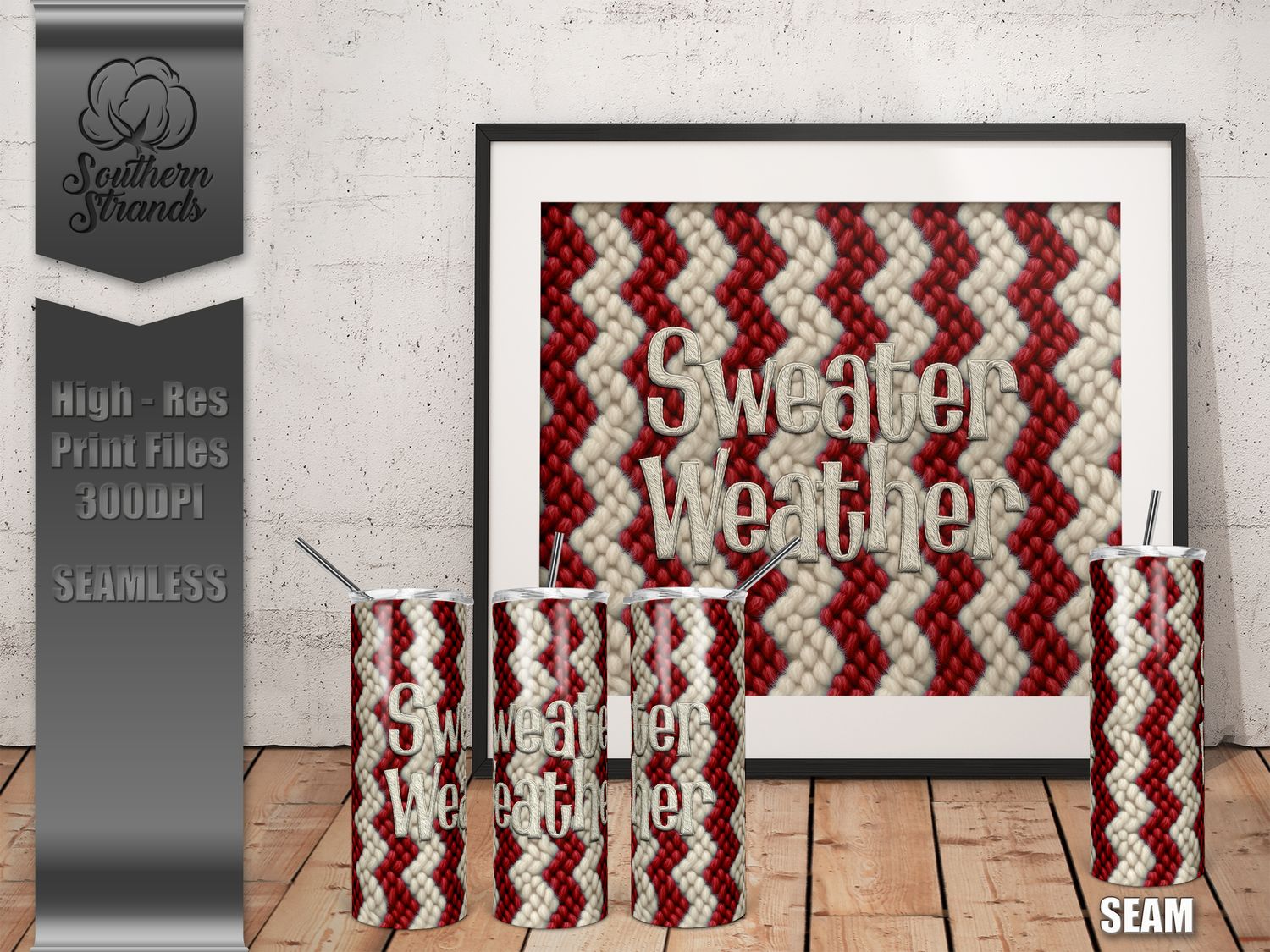 Fuzzy Sweater Tumbler Red- Sweater Weather - 20oz Tumbler | DIGITAL DESIGN