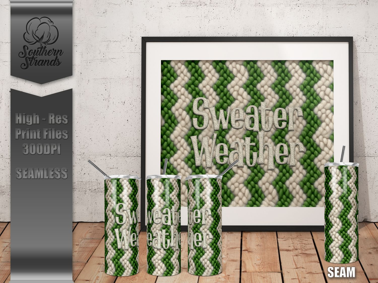 Fuzzy Sweater Tumbler Green - Sweater Weather - 20oz Tumbler | DIGITAL DESIGN