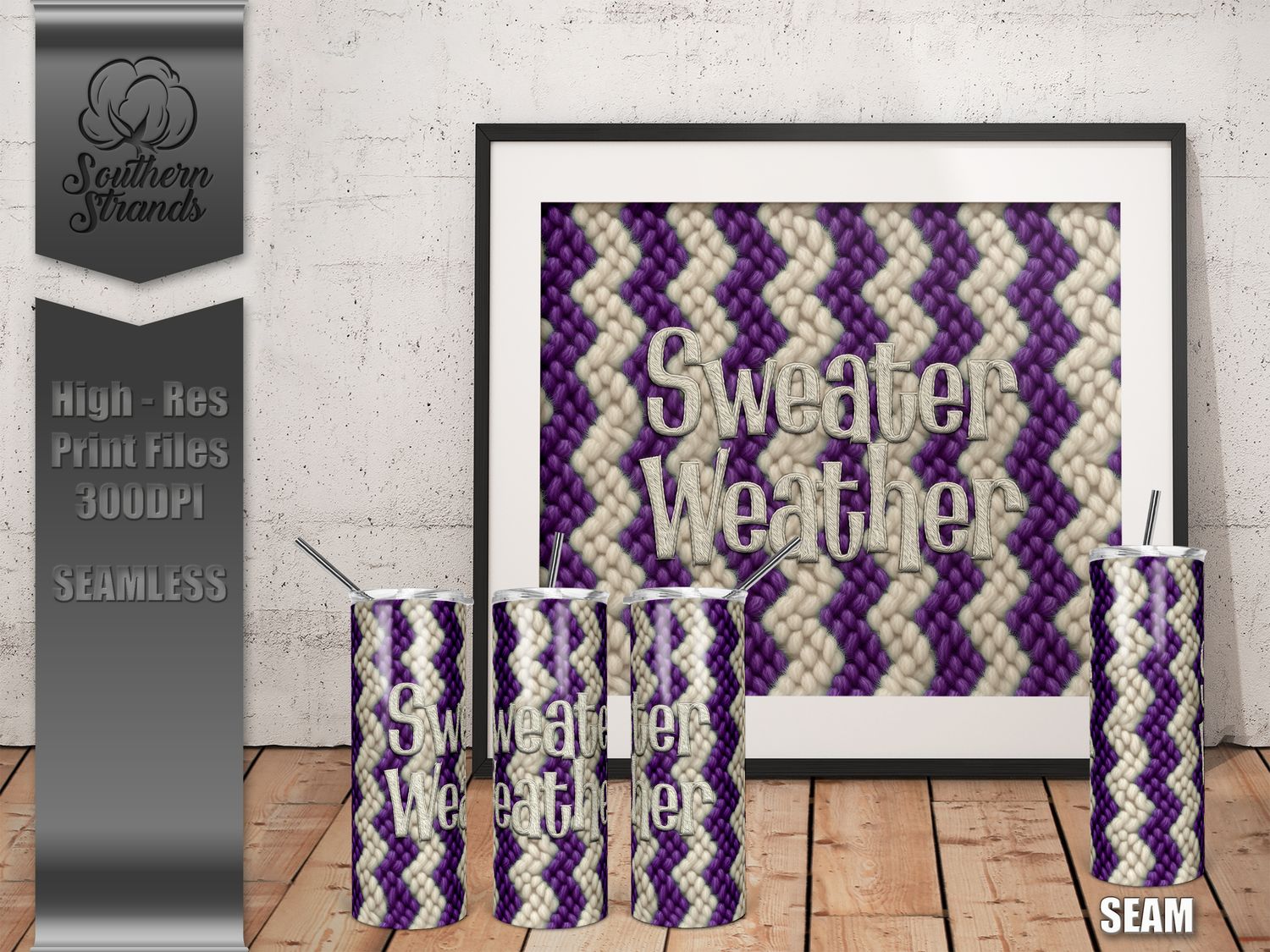 Fuzzy Sweater Tumbler Purple- Sweater Weather - 20oz Tumbler | DIGITAL DESIGN