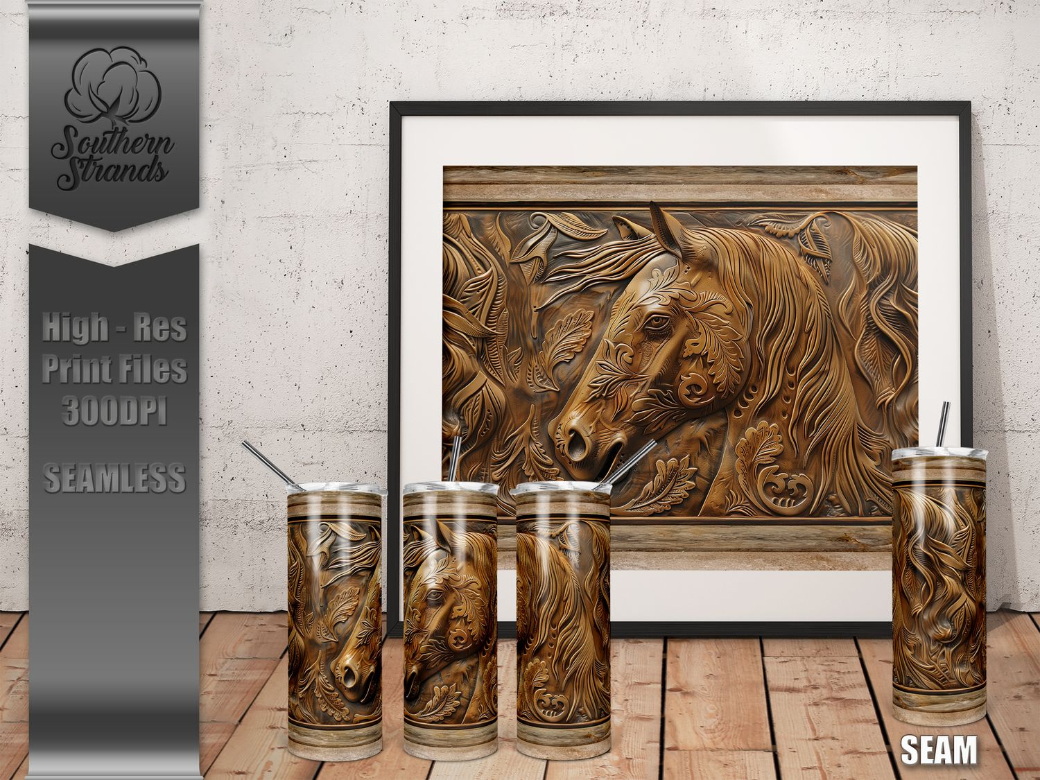Leather Tooled Horse - 20oz Tumbler | DIGITAL DESIGN