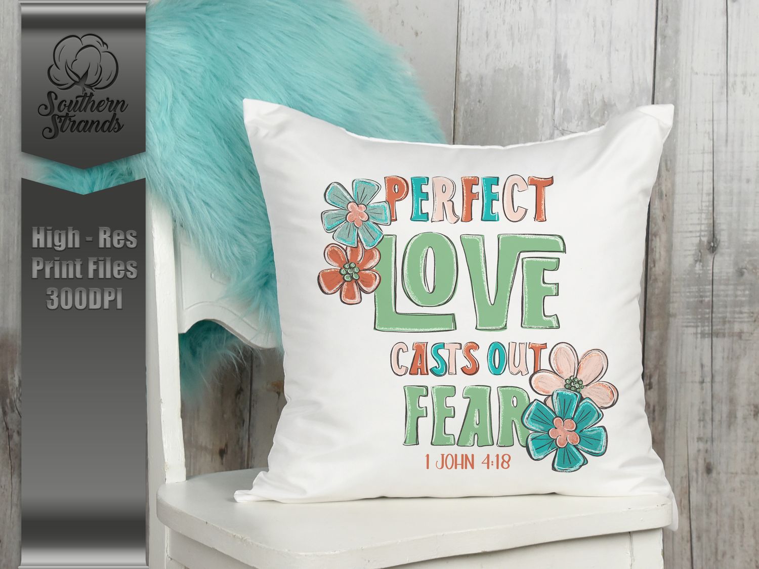 Valentine Christian Word Art- Perfect Love-Colored | DIGITAL DESIGN