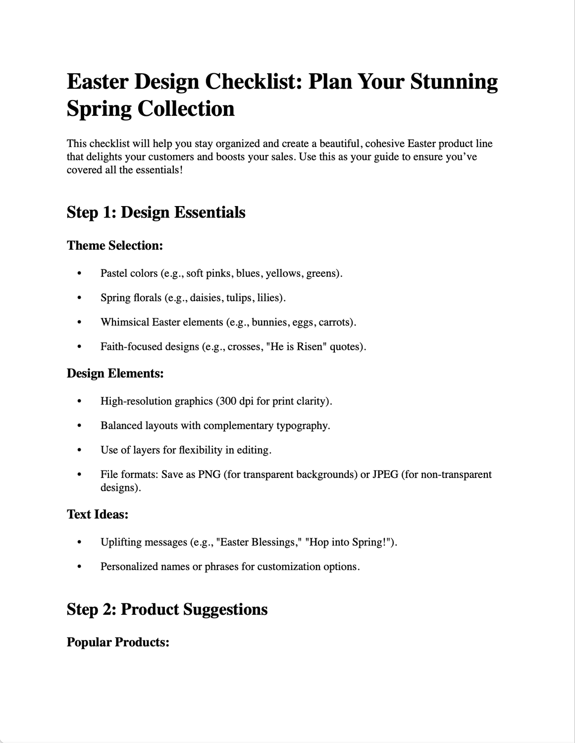 Easter Design Checklist - BLOG DOWNLOAD