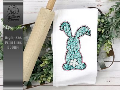 Frazzled Leopard Bunny - Teal | DIGITAL DESIGN