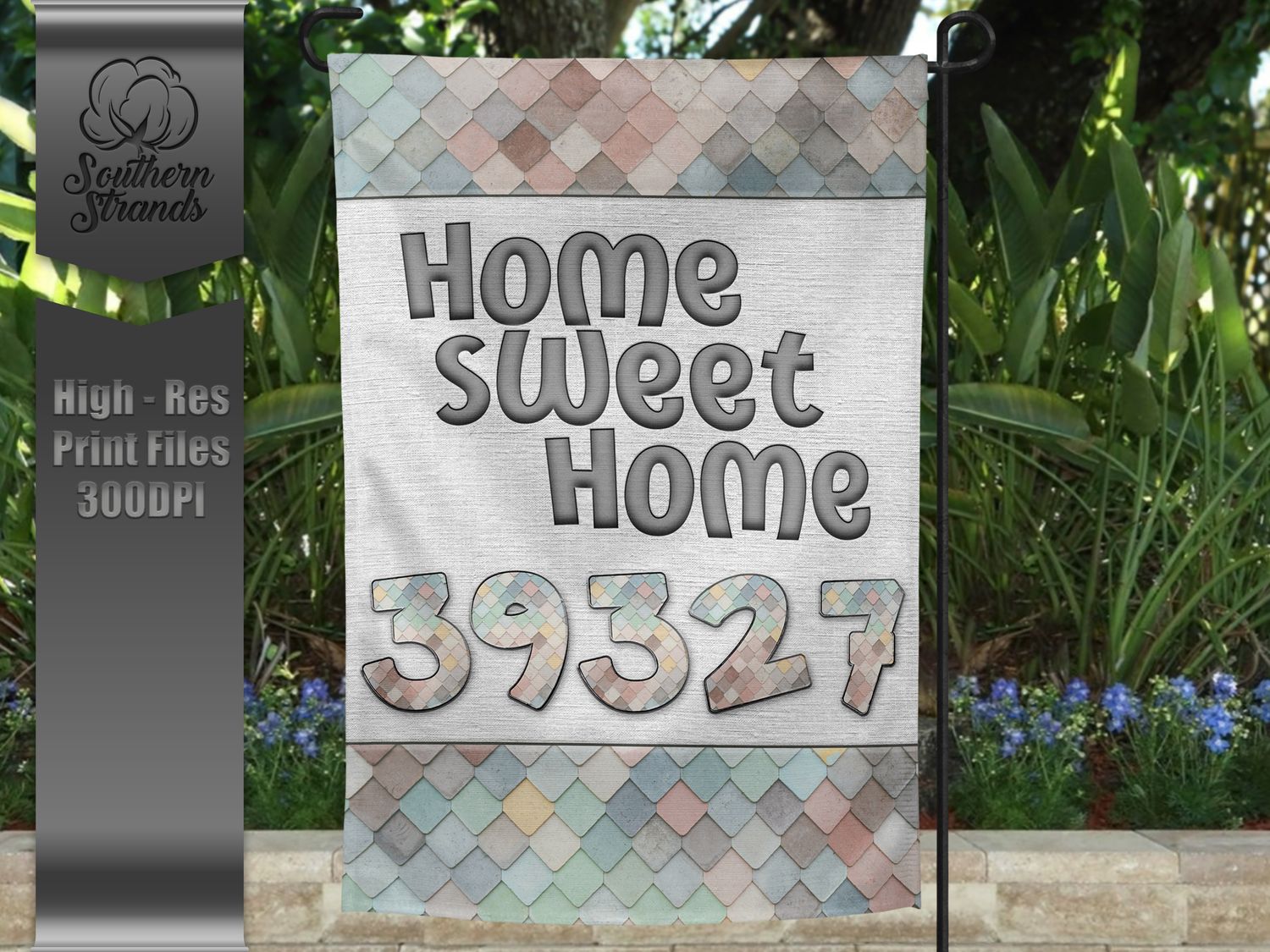 Spring Tile - Garden Flag - Home Sweet Home - 12x18 |  DIGITAL DESIGN