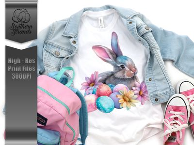 Spring Snuggles: Fluffy Bunny &amp; Easter Blooms | DIGITAL DESIGN