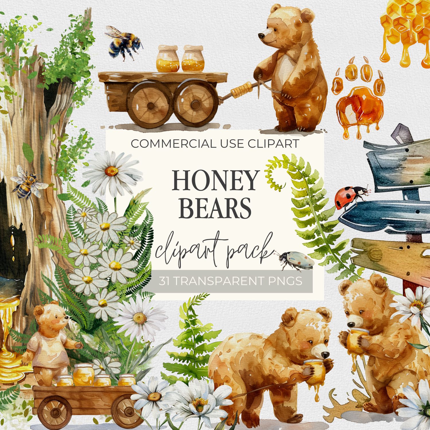 Honey Bears Clipart Pack |  DIGITAL DESIGN