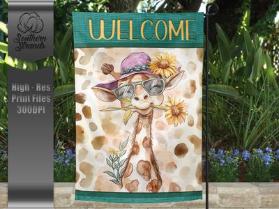 Sassy Safari Giraffe - Garden Flag - 12x18 |  DIGITAL DESIGN