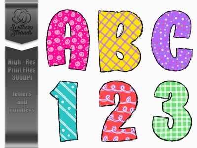 Bright Colors Doodle Alpha Collection | 6 Complete Sets |  DIGITAL DESIGN