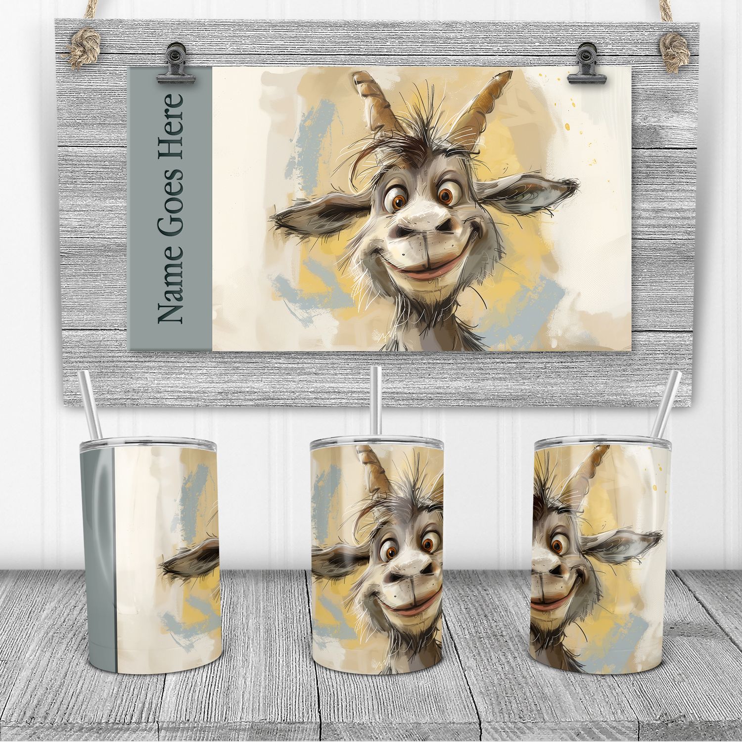 Funny Farm - Goat 12oz Kids Sippy | SEAMLESS |  DIGITAL DESIGN