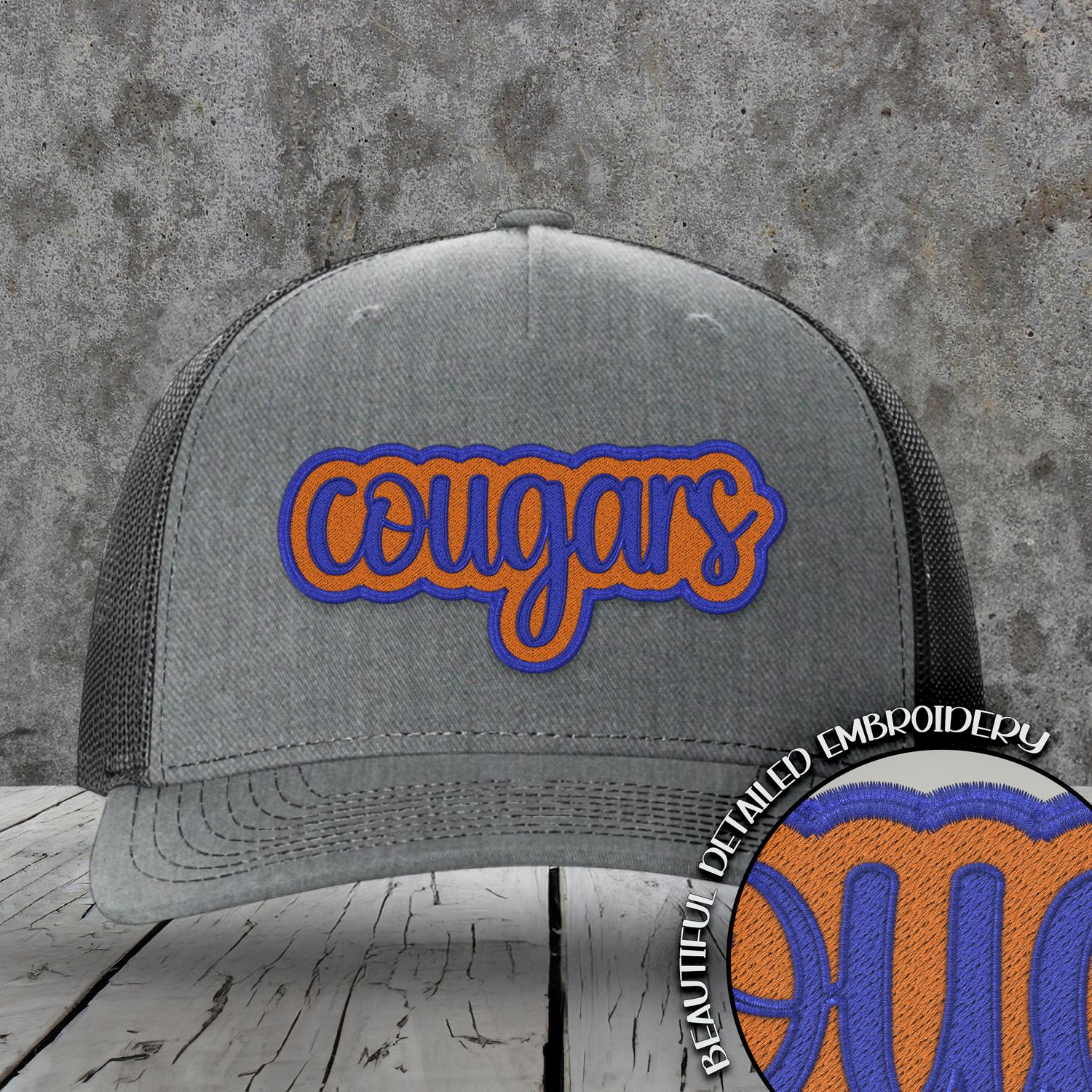 Mascot Embroidered Names | Cougars | Royal - Orange | DIGITAL DESIGN