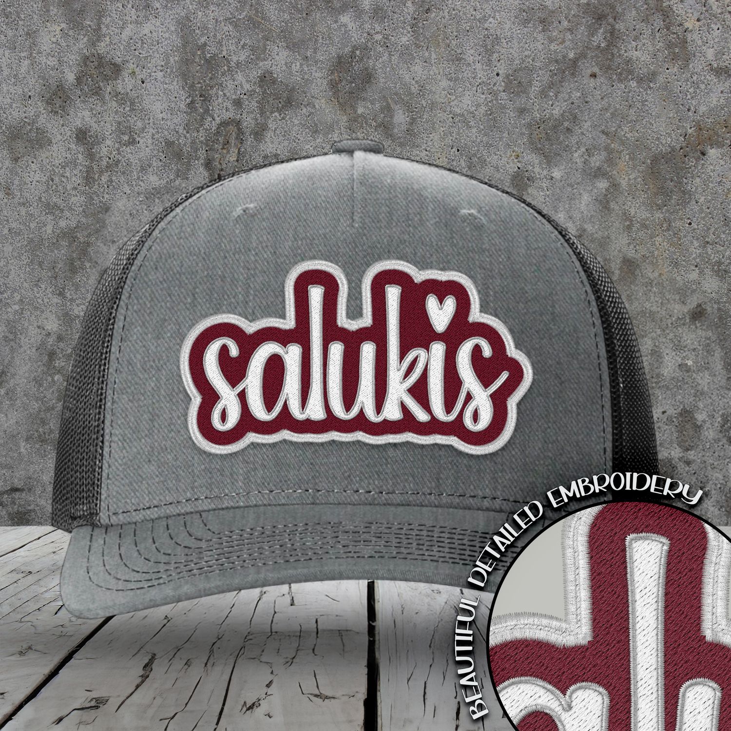 Mascot Embroidered Names | Salukis | Maroon - White | DIGITAL DESIGN