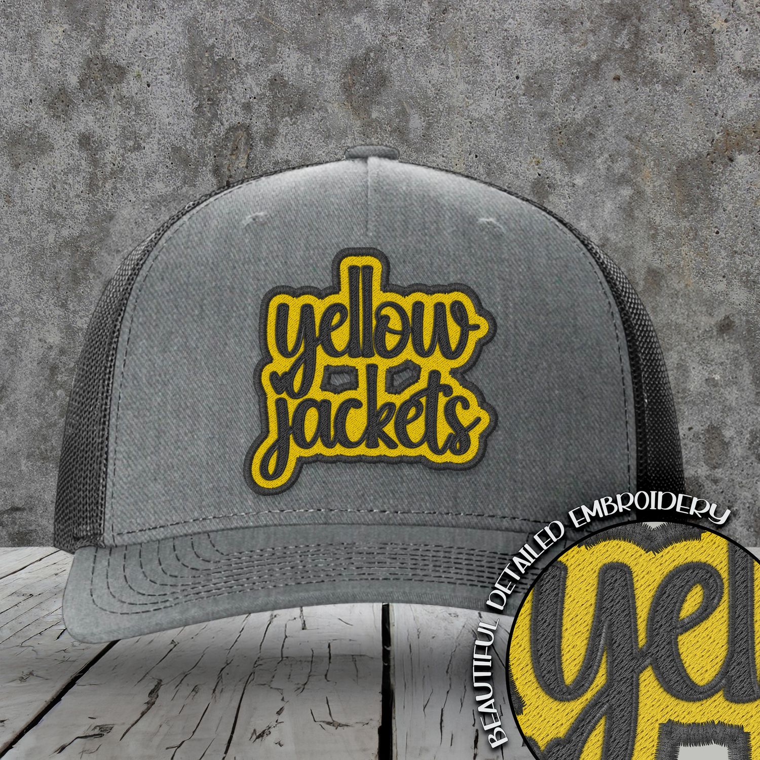 Mascot Embroidered Names | Yellow Jackets | Black - Yellow Gold | DIGITAL DESIGN
