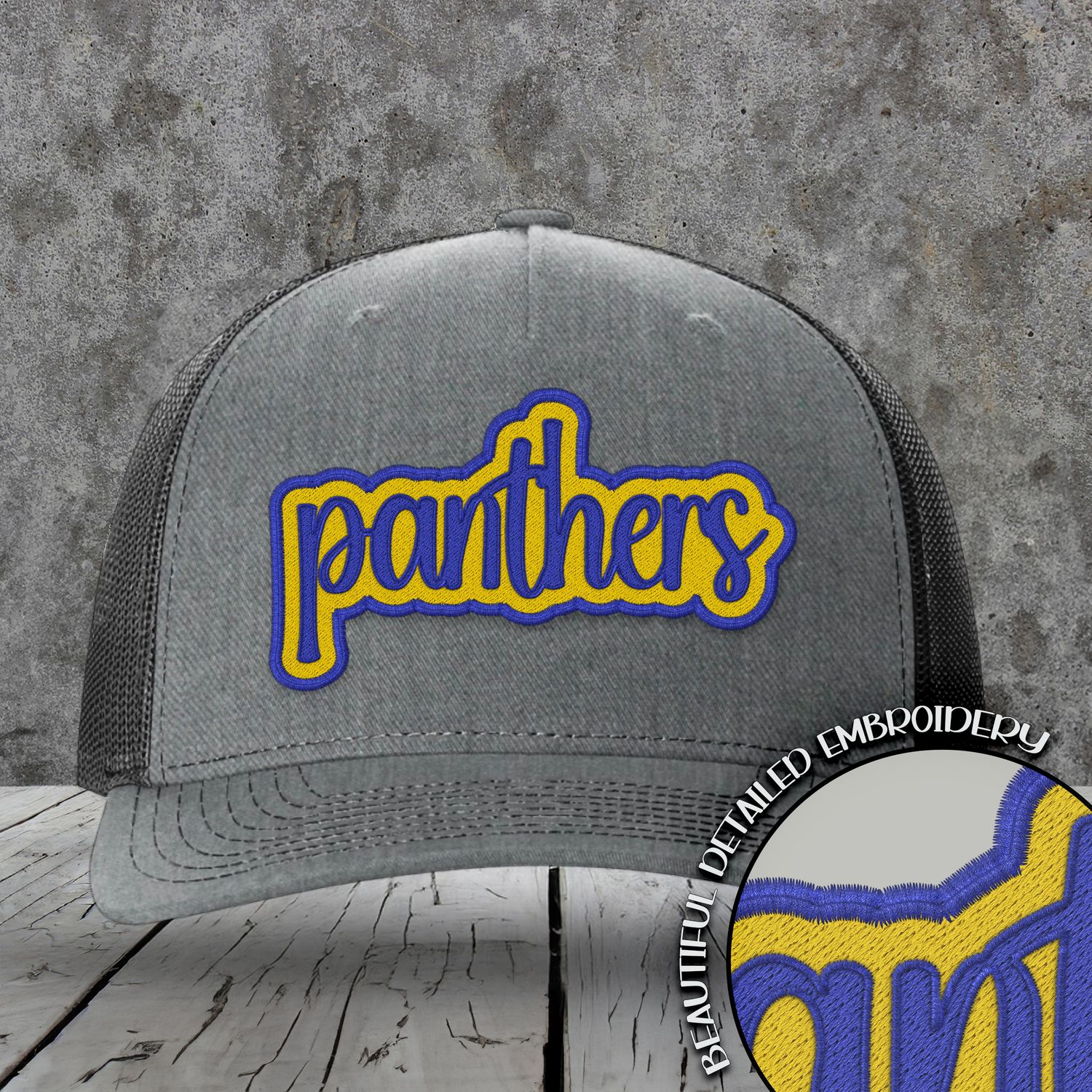 Mascot Embroidered Names | Panthers | Royal - Yellow Gold | DIGITAL DESIGN