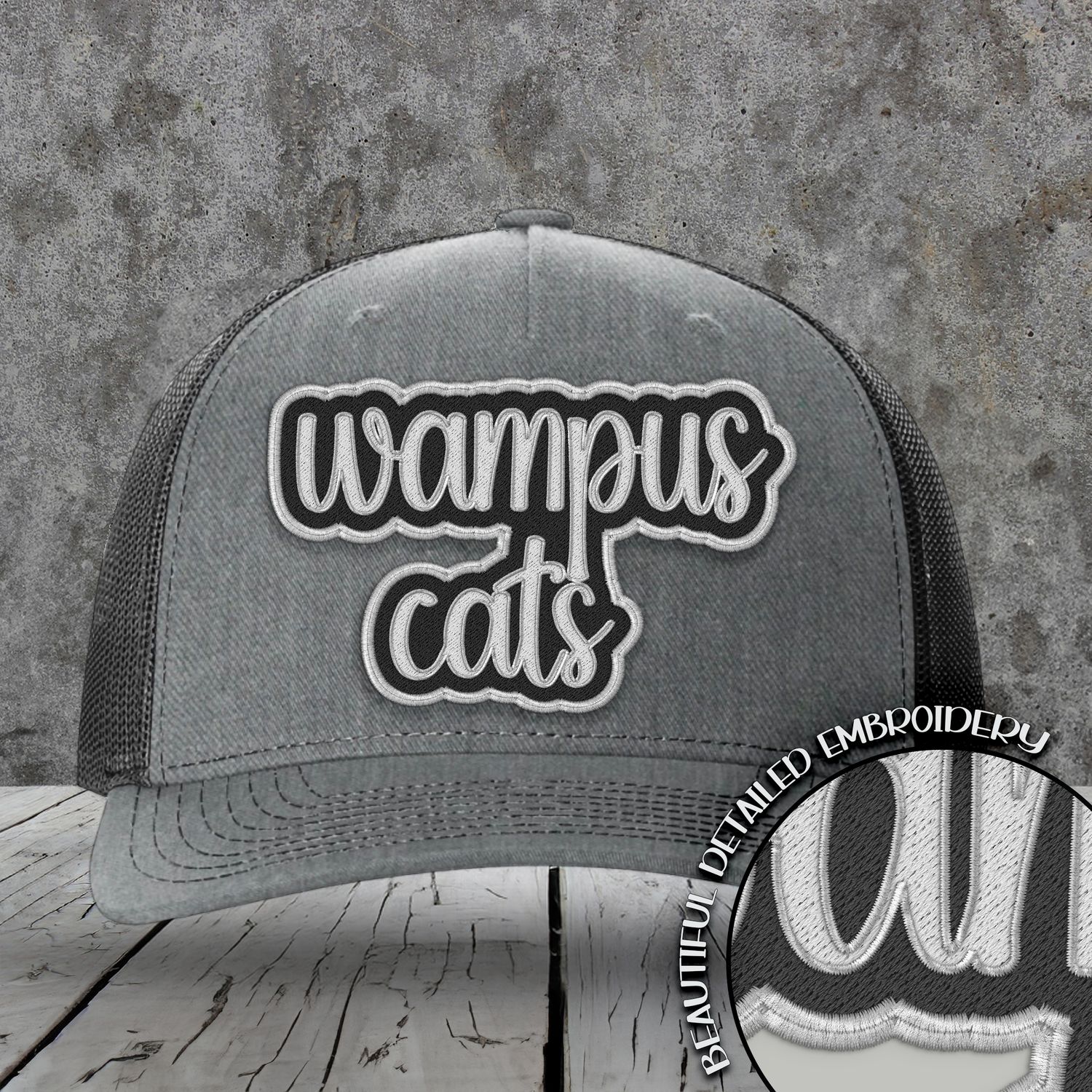 Mascot Embroidered Names | Wampus Cats | White - Grey | DIGITAL DESIGN