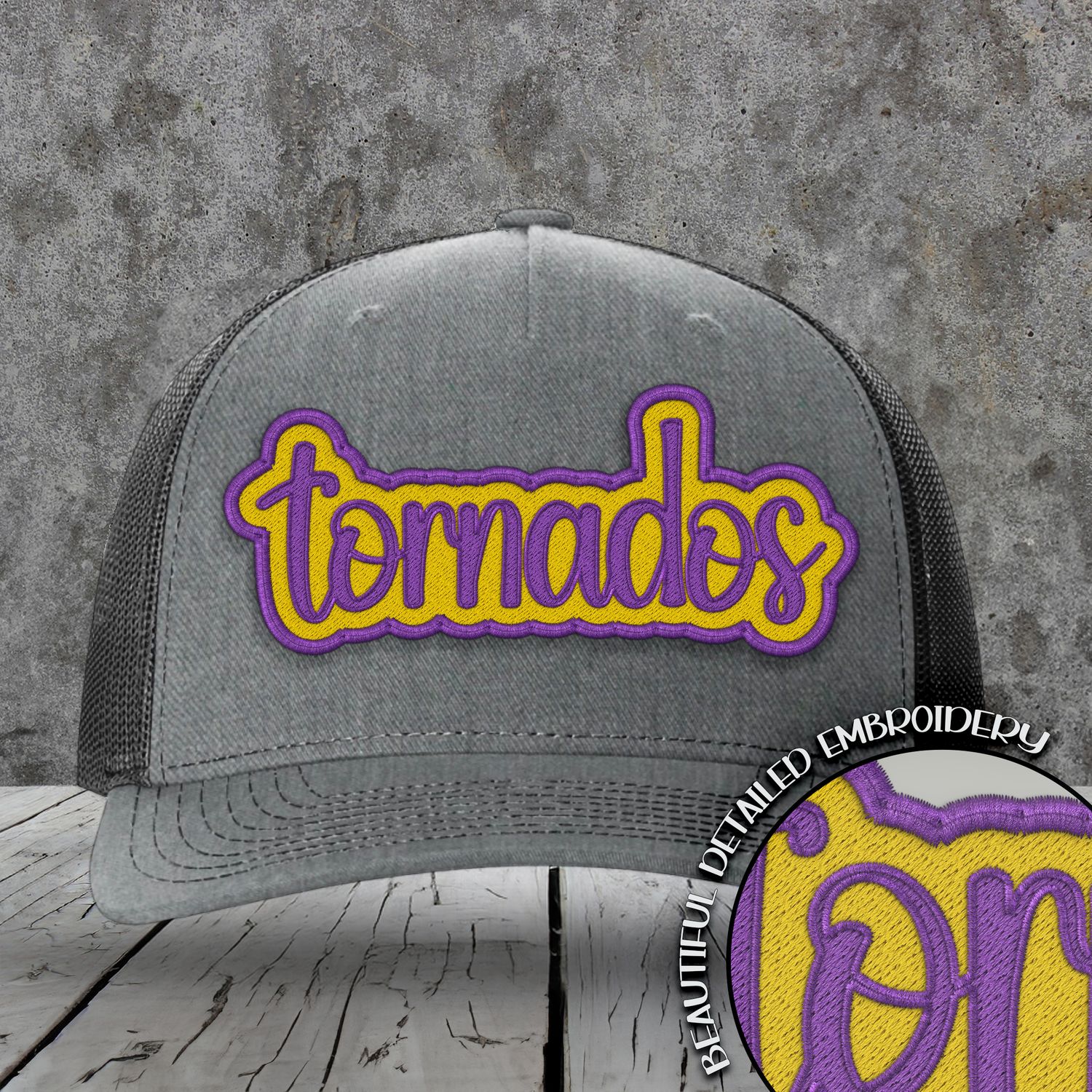Mascot Embroidered Names | Tornados | Purple - Yellow Gold | DIGITAL DESIGN