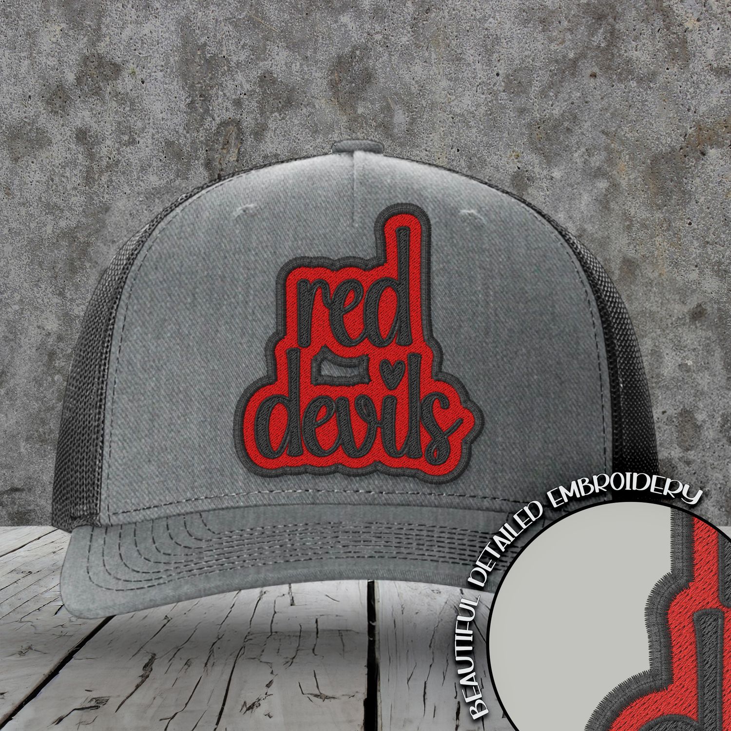 Mascot Embroidered Names | Red Devils | Red - Black | DIGITAL DESIGN