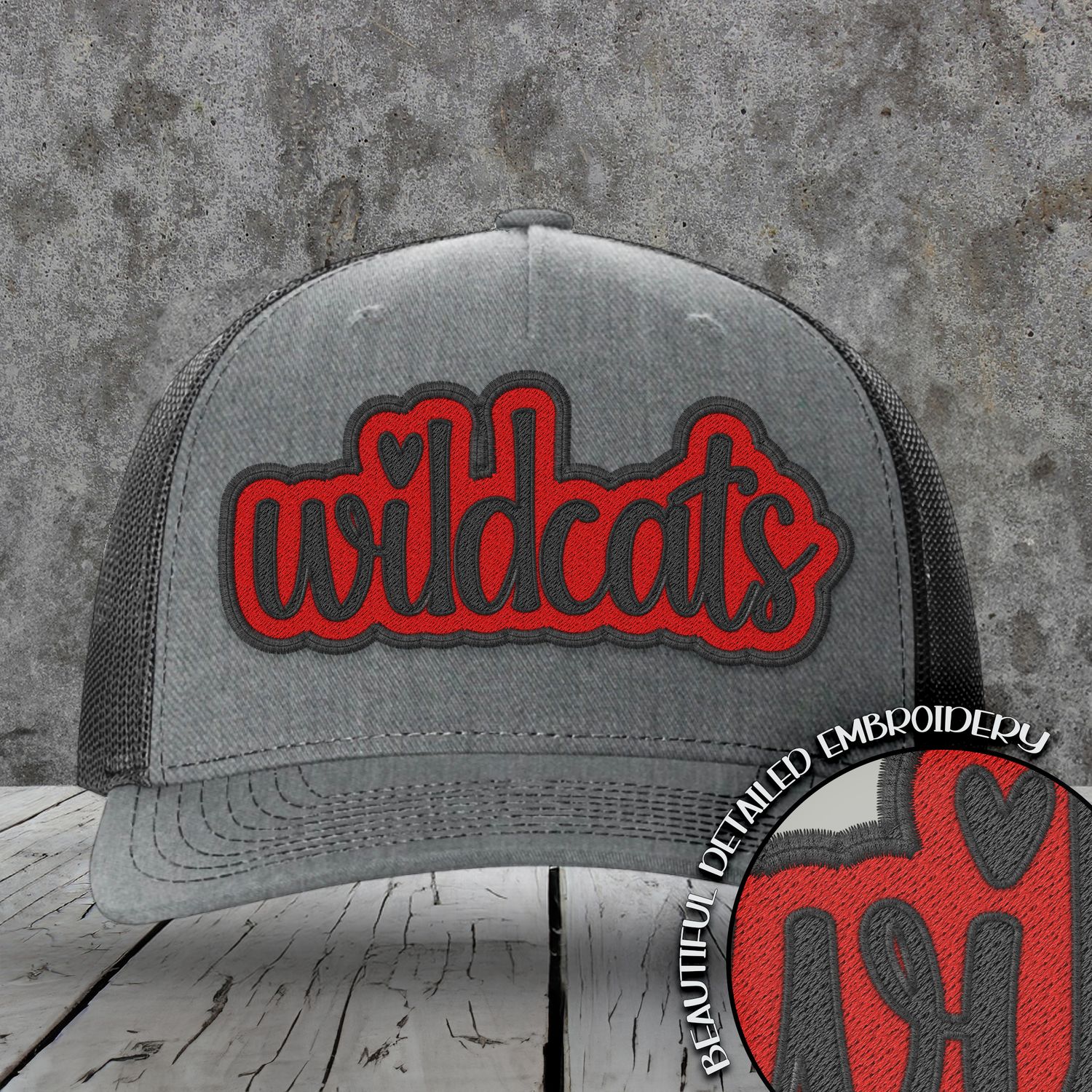 Mascot Embroidered Names | WildCats | Red - Black | DIGITAL DESIGN