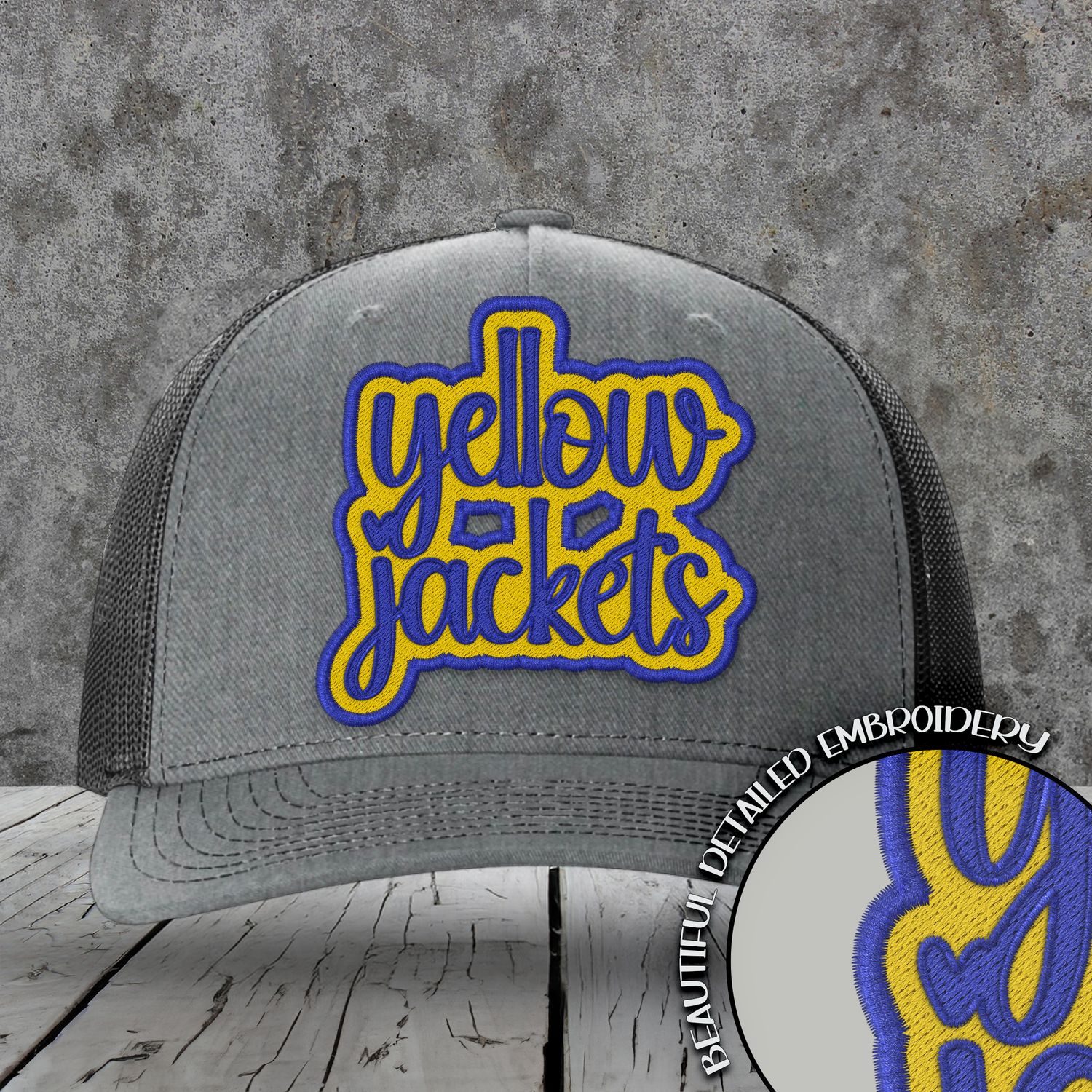 Mascot Embroidered Names | Yellow Jackets | Royal - Yellow Gold | DIGITAL DESIGN