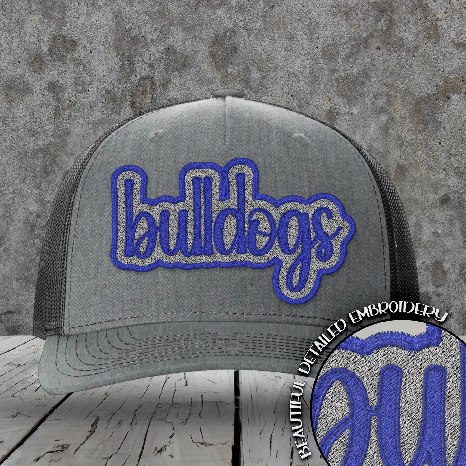Mascot Embroidered Names | Bulldogs | Royal - Grey | DIGITAL DESIGN
