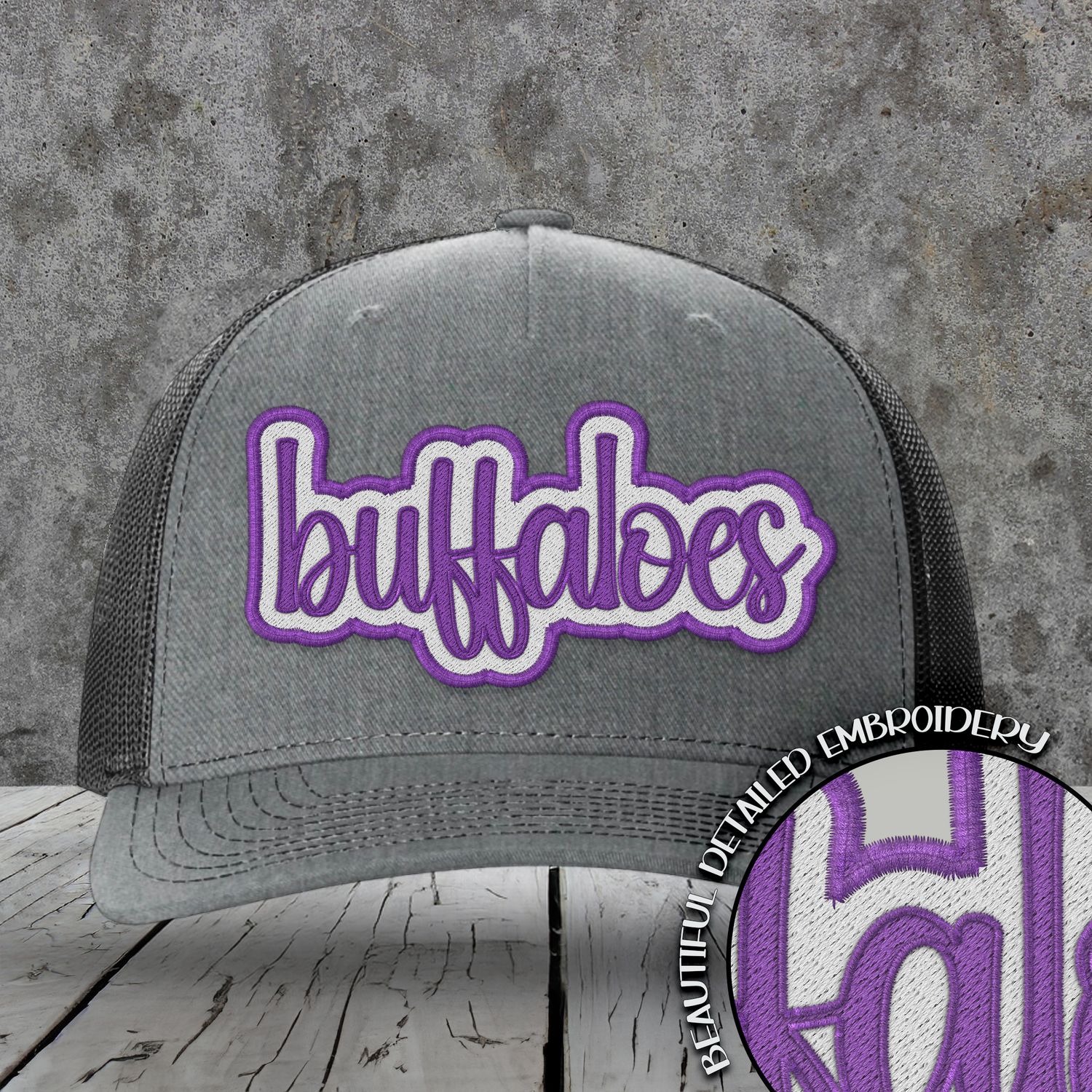 Mascot Embroidered Names | Buffaloes | Purple - White | DIGITAL DESIGN