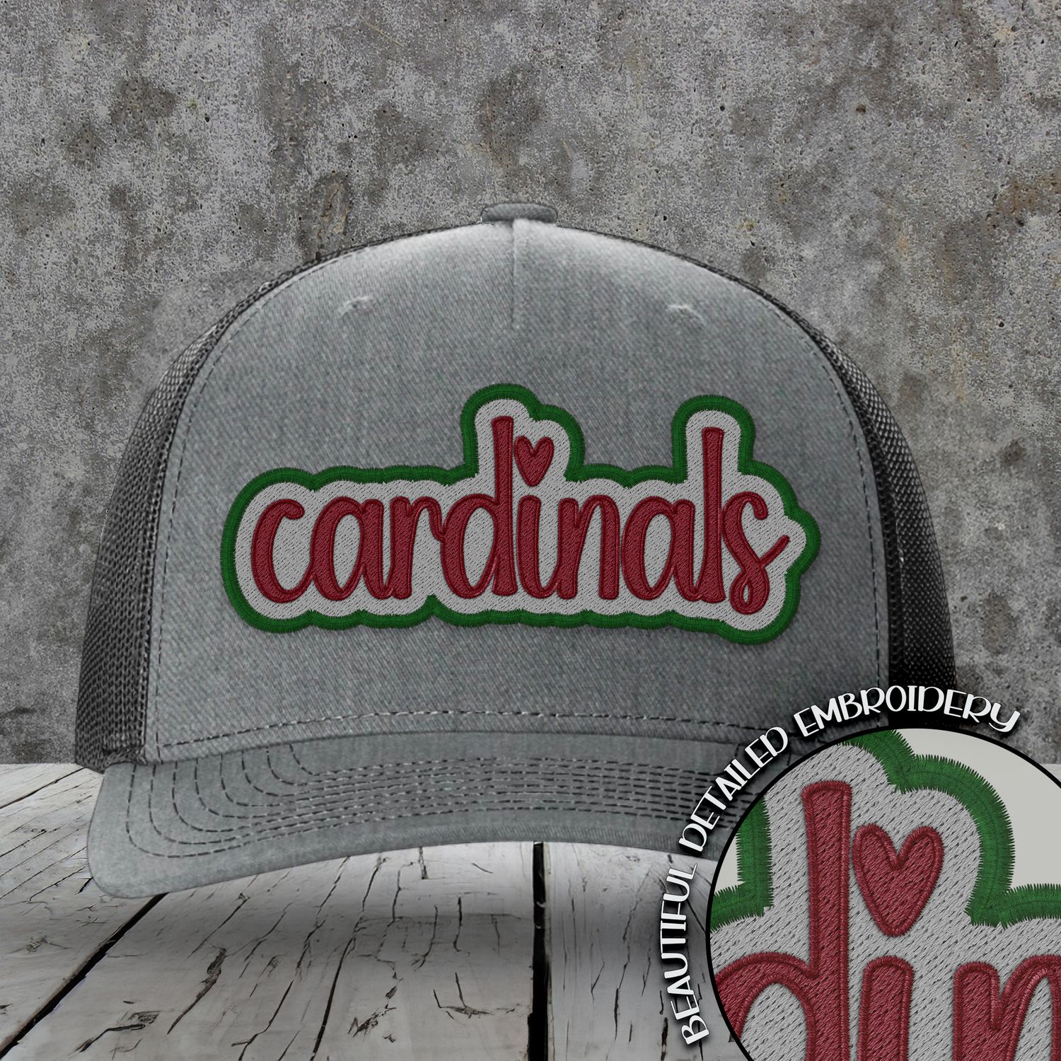 Mascot Embroidered Names | Cardinals | Maroon - Grey - Hunter Green | DIGITAL DESIGN