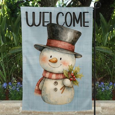 Welcome Painted Snowman - Garden Flag - 12x18 | DIGITAL DESIGN