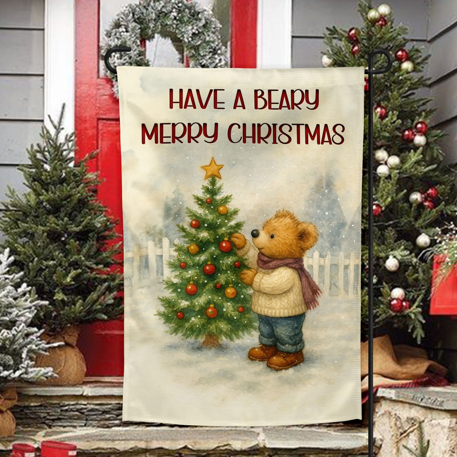 A Beary Merry Christmas - Garden Flag - 12x18 |  DIGITAL DESIGN