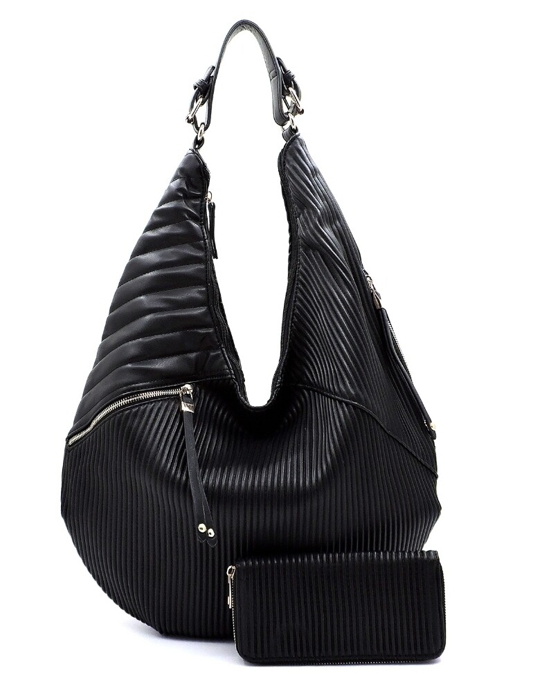 Large Hobo & Wallet Set Black