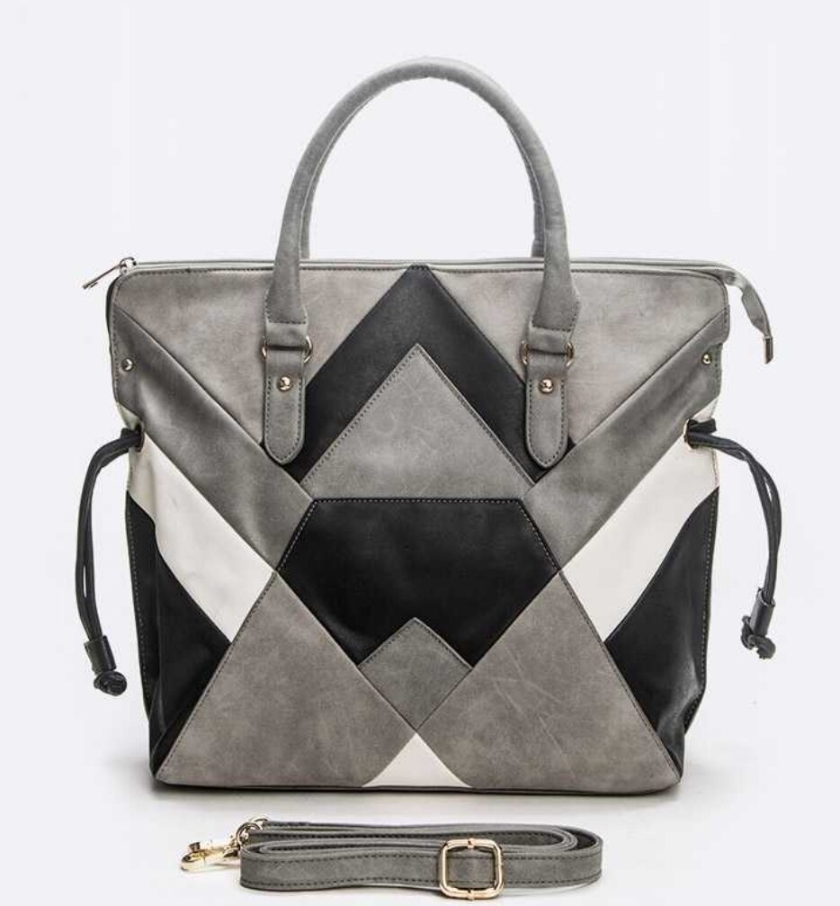 Gray Patchwork Tote