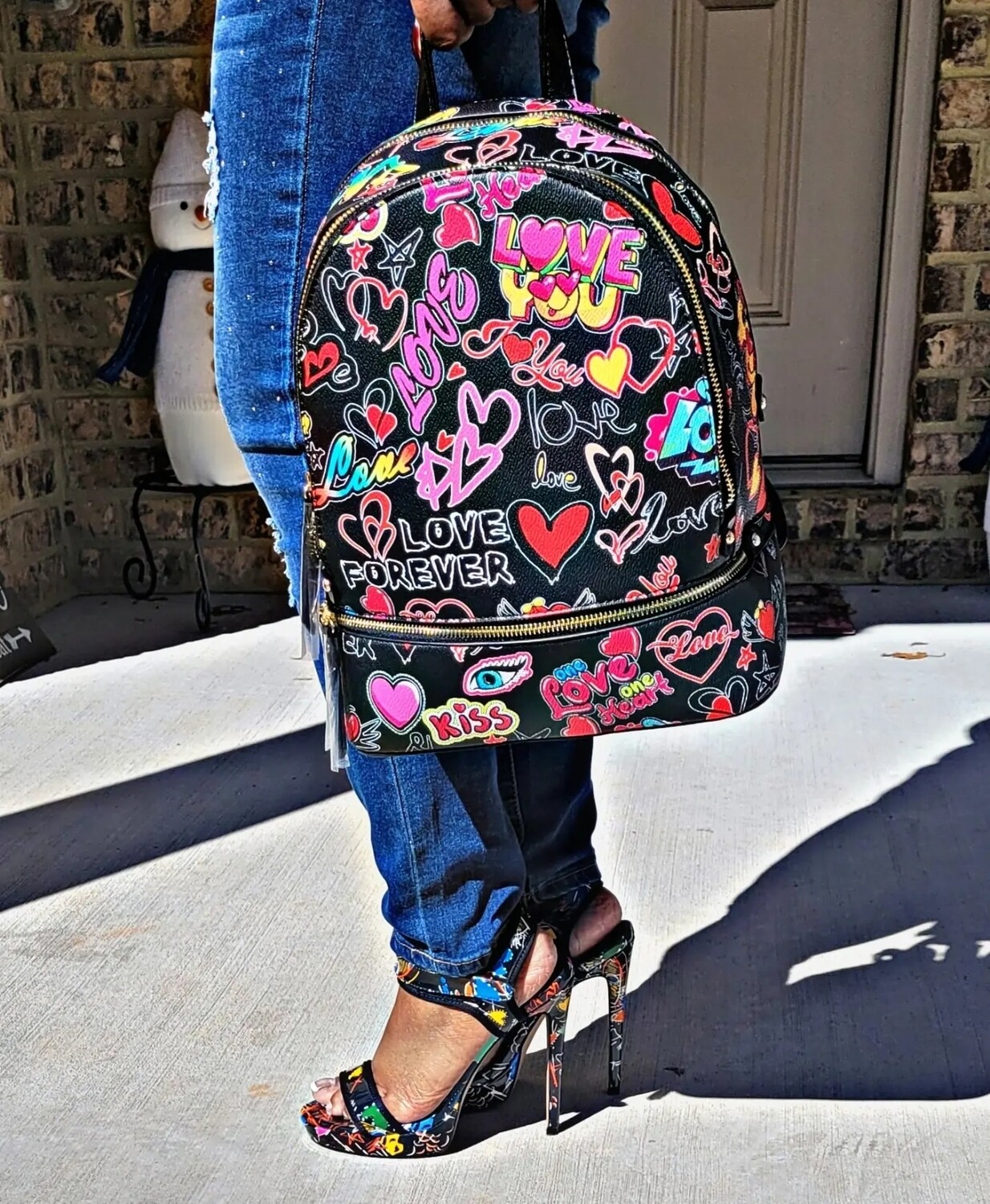 Black Graffiti Backpack 3 pc