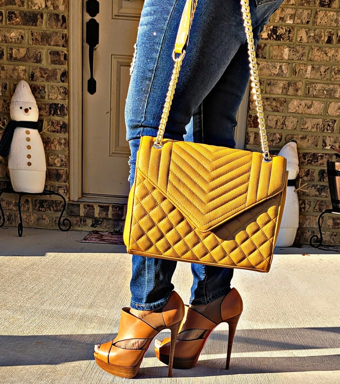 Mustard Quilted 2 pc Messenger 