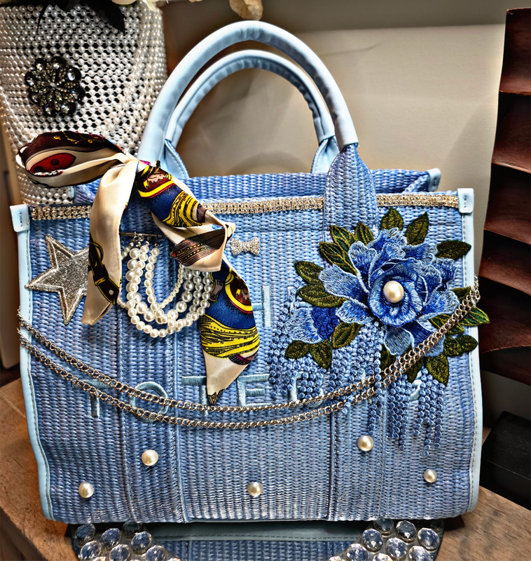 Custom Baby Blue Tote 2 pc