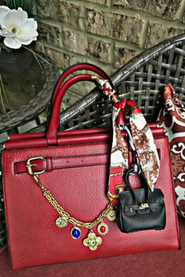 Red Embellished Satchel