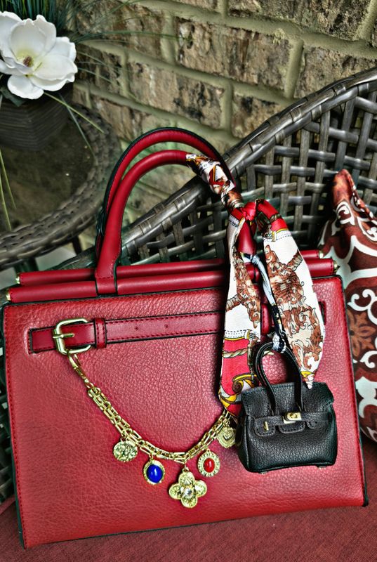 Red Embellished Satchel