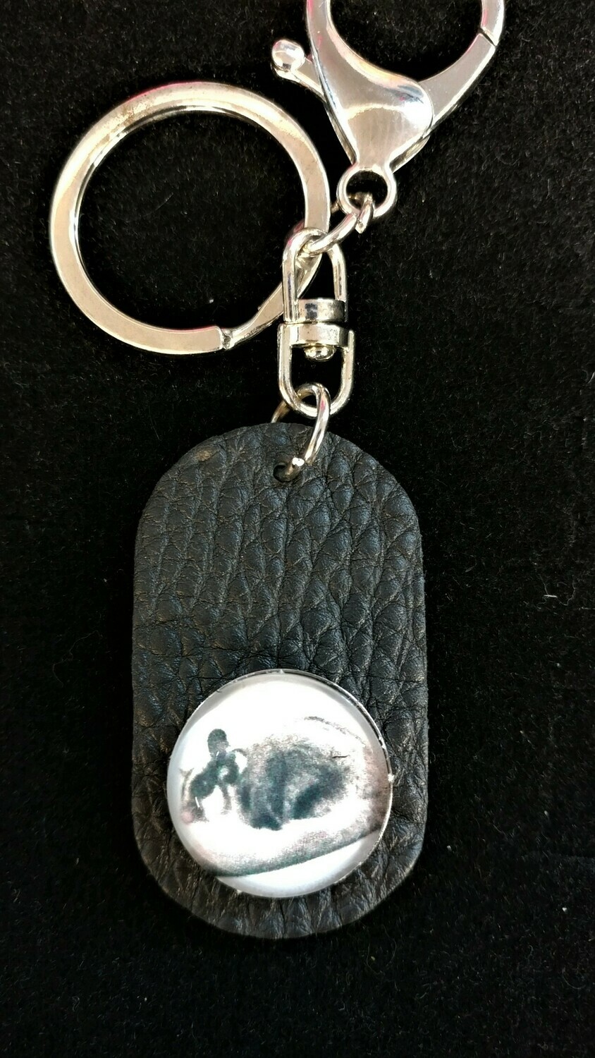 Glider Black Leather Key Chain