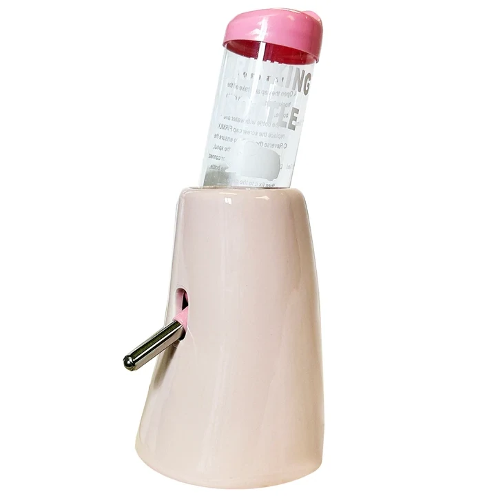 Ceramic Bottle Holder & Bottle, Ceramic Bottle Holder & Bottle: PINK Ceramic Holder & Water Bottle